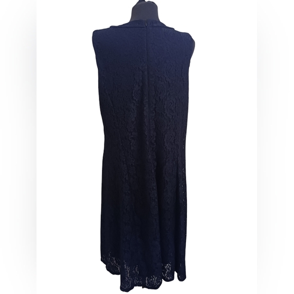 Navy Blue Sleeveless Midi Dress with Pearl Collar Size 16W - Picture 5 of 5